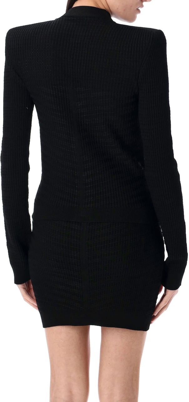 Balmain Long Sleeve Buttoned Knit Cardigan Nero Zwart