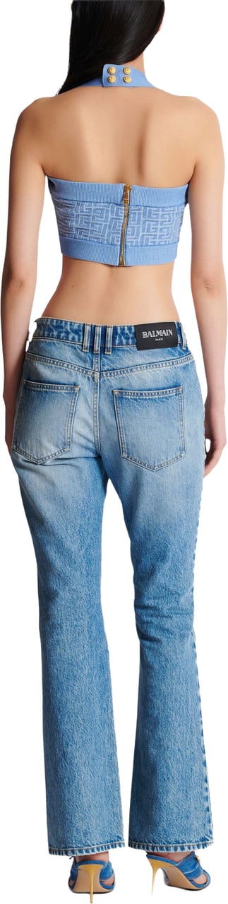 Balmain Blue Bra Top PB Monogram Top Blauw
