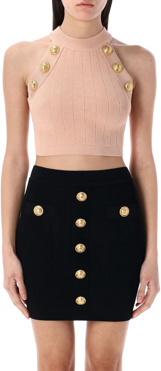 Balmain 6 Btn Halter Neck Top Rosa Roze