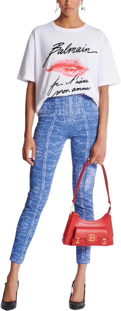 Balmain Top White/Black/Red Wit