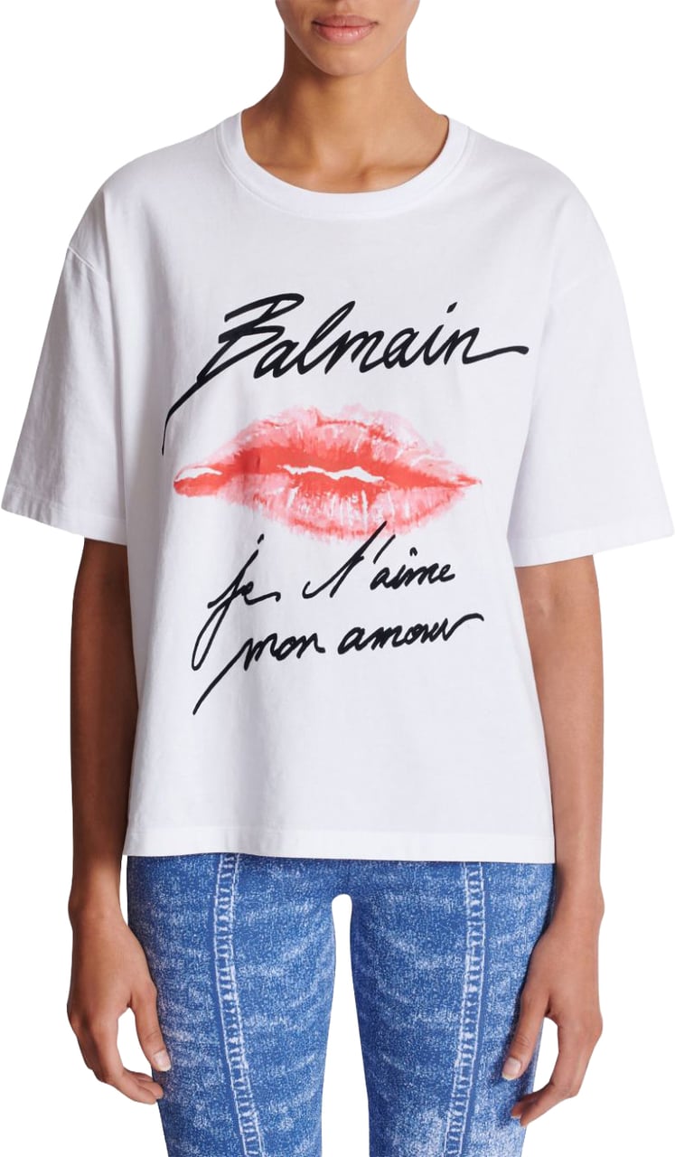 Balmain Top White/Black/Red Wit