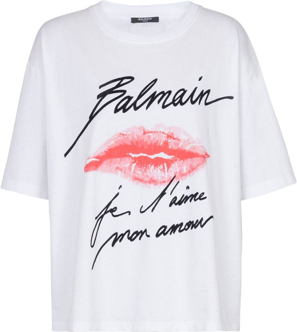 Balmain Top White/Black/Red Wit