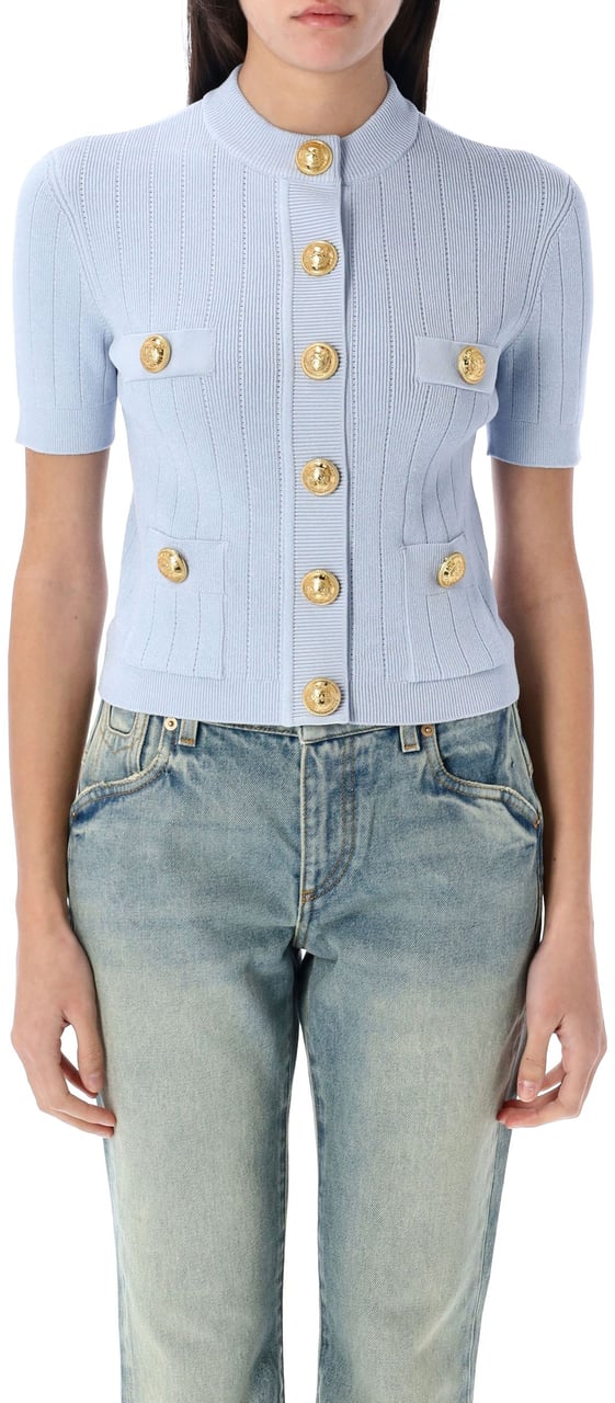Balmain 4-pocket knitted cardigan Blauw
