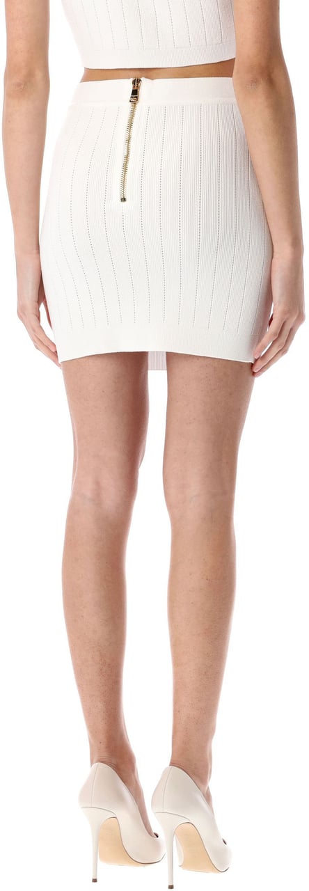 Balmain Fine ribbed knit skirt Wit