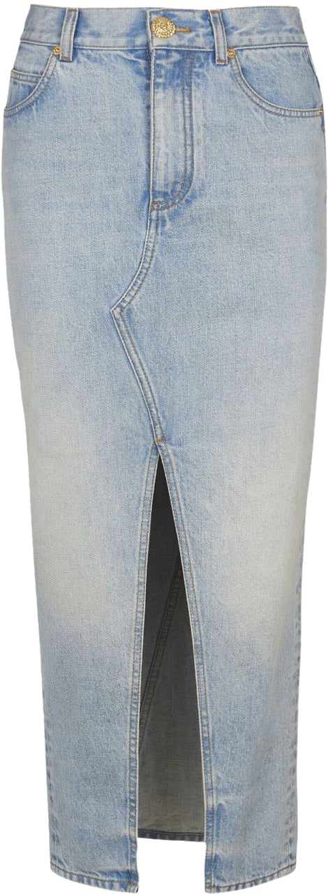 Balmain Skirts Light Blue Denim Blauw