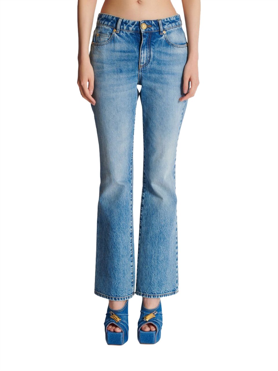 Balmain Trousers Blue Denim Blauw