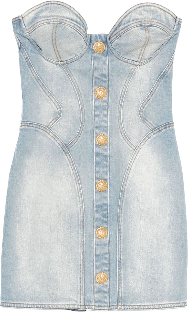 Balmain Dresses Light Blue Denim Lichtblauw