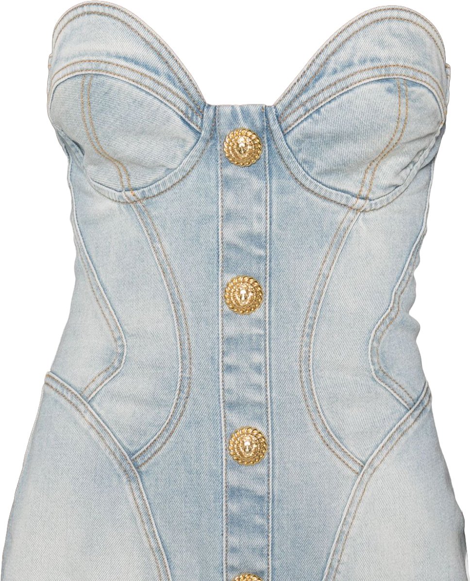 Balmain Dresses Light Blue Denim Lichtblauw