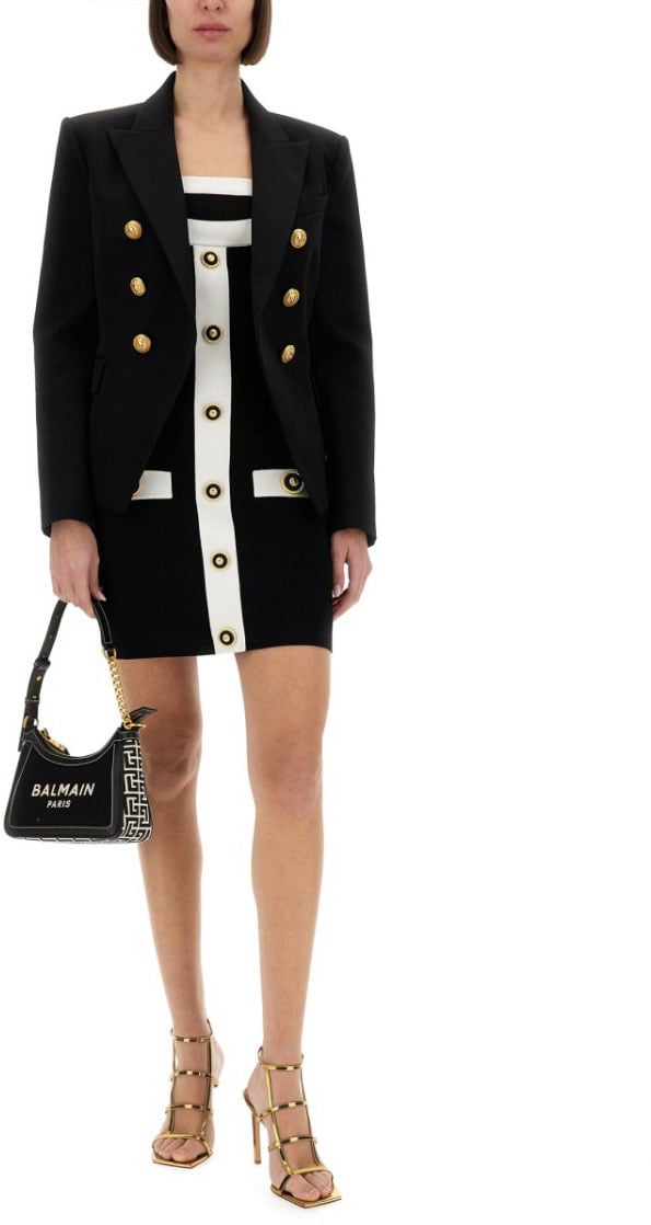 Balmain Two-Tone Dress With Open Back Zwart