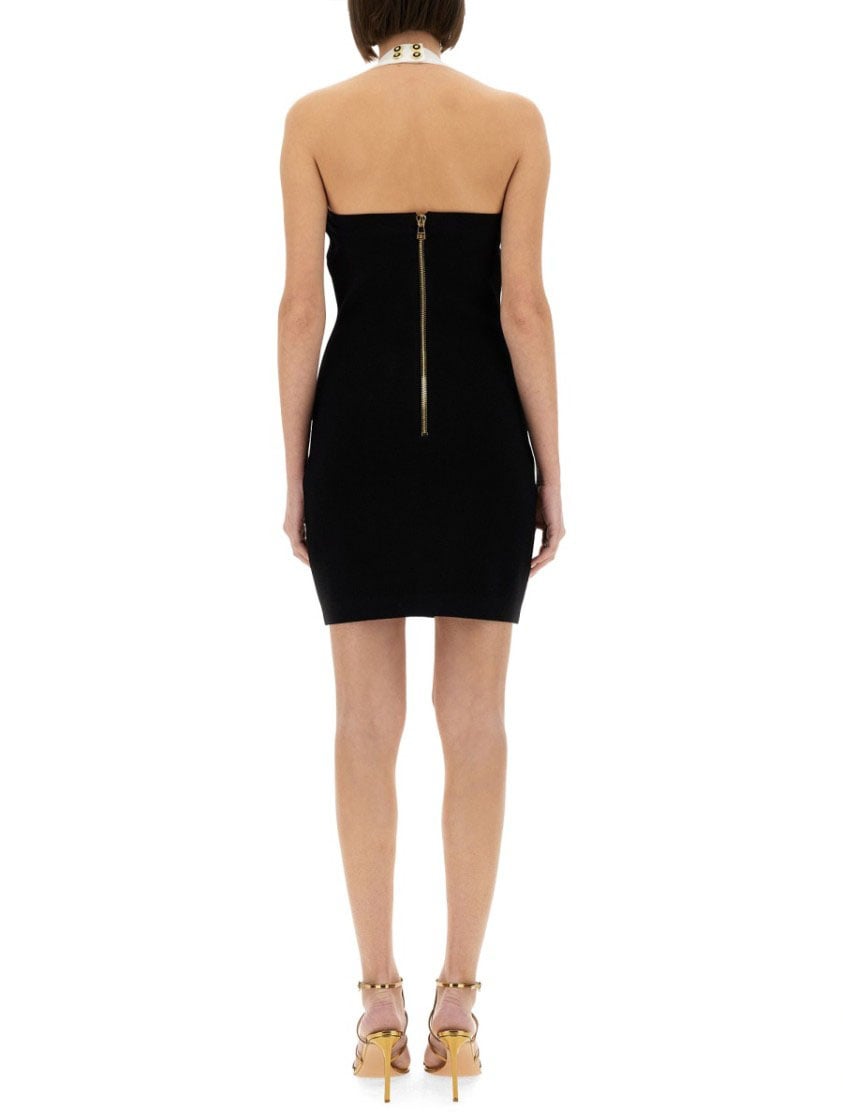 Balmain Two-Tone Dress With Open Back Zwart