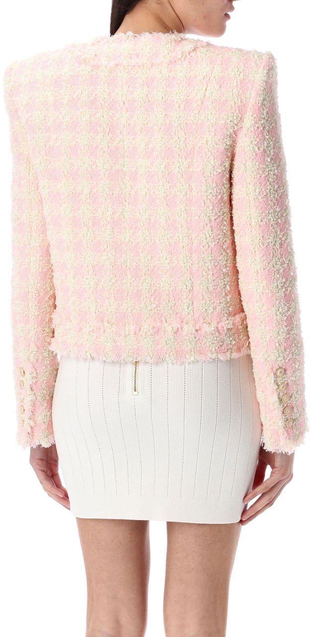 Balmain 5 Btns Collarless Tweed Jckt Rosa Roze