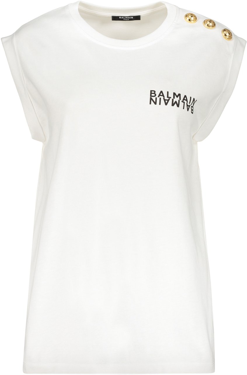 Balmain white T-shirt with short sleeves Wit