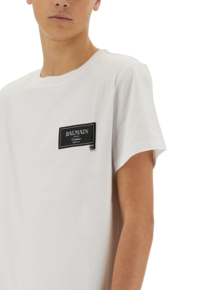 Balmain Crew-Neck T-Shirt With Logo Patch Wit