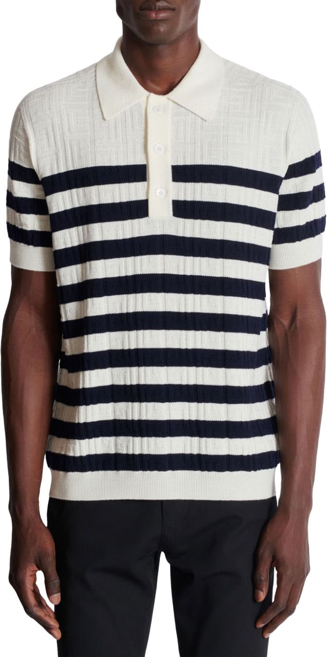 Balmain Knitted Virgin Wool Polo Shirt Wit