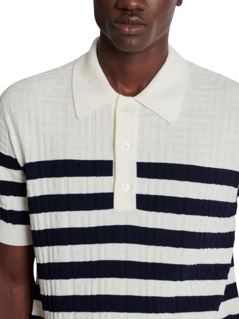 Balmain Knitted Virgin Wool Polo Shirt Wit