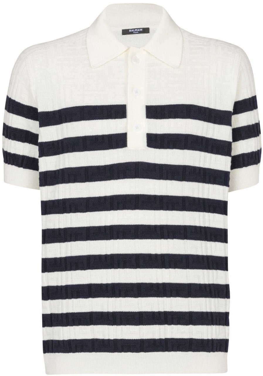 Balmain Knitted Virgin Wool Polo Shirt Wit