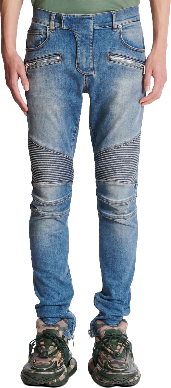 Balmain Trousers Blue Denim Blauw
