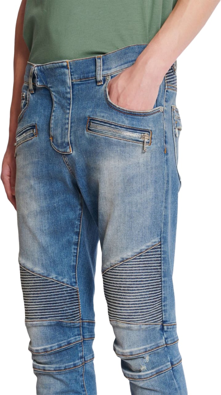 Balmain Trousers Blue Denim Blauw