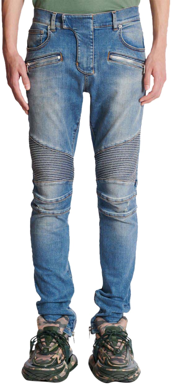 Balmain Trousers Blue Denim Blauw