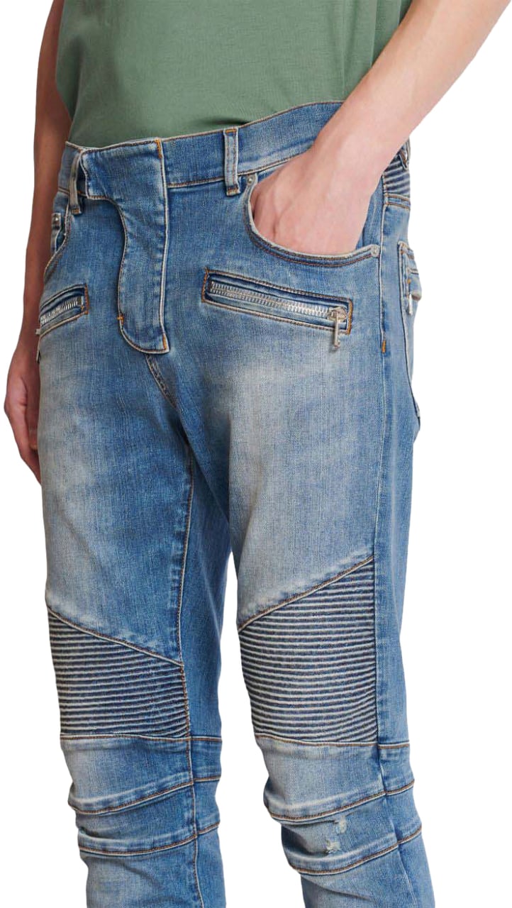 Balmain Trousers Blue Denim Blauw