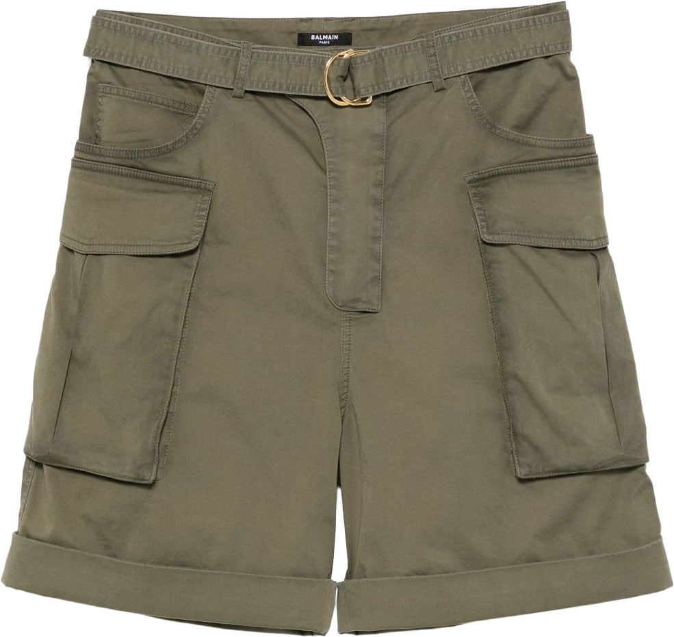 Balmain Shorts Khaki Donkergroen