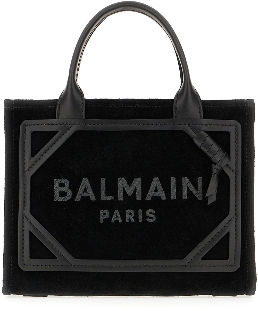Balmain Balmain Black suede B-Army handbag Zwart