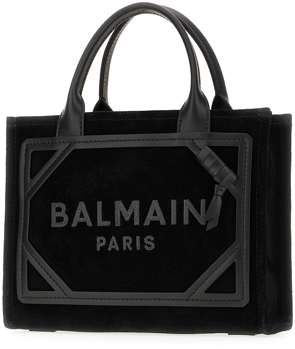 Balmain Balmain Black suede B-Army handbag Zwart