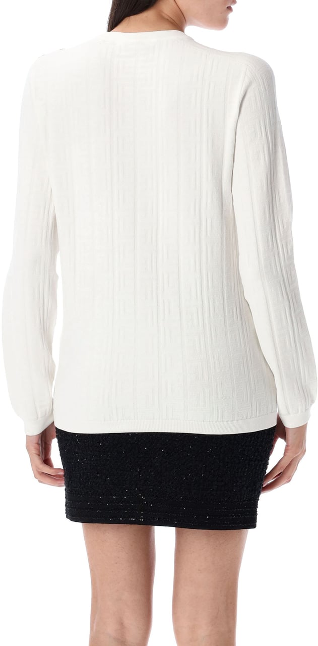 Balmain Ls 3 Btn Monogram Knit Top Naturel Divers