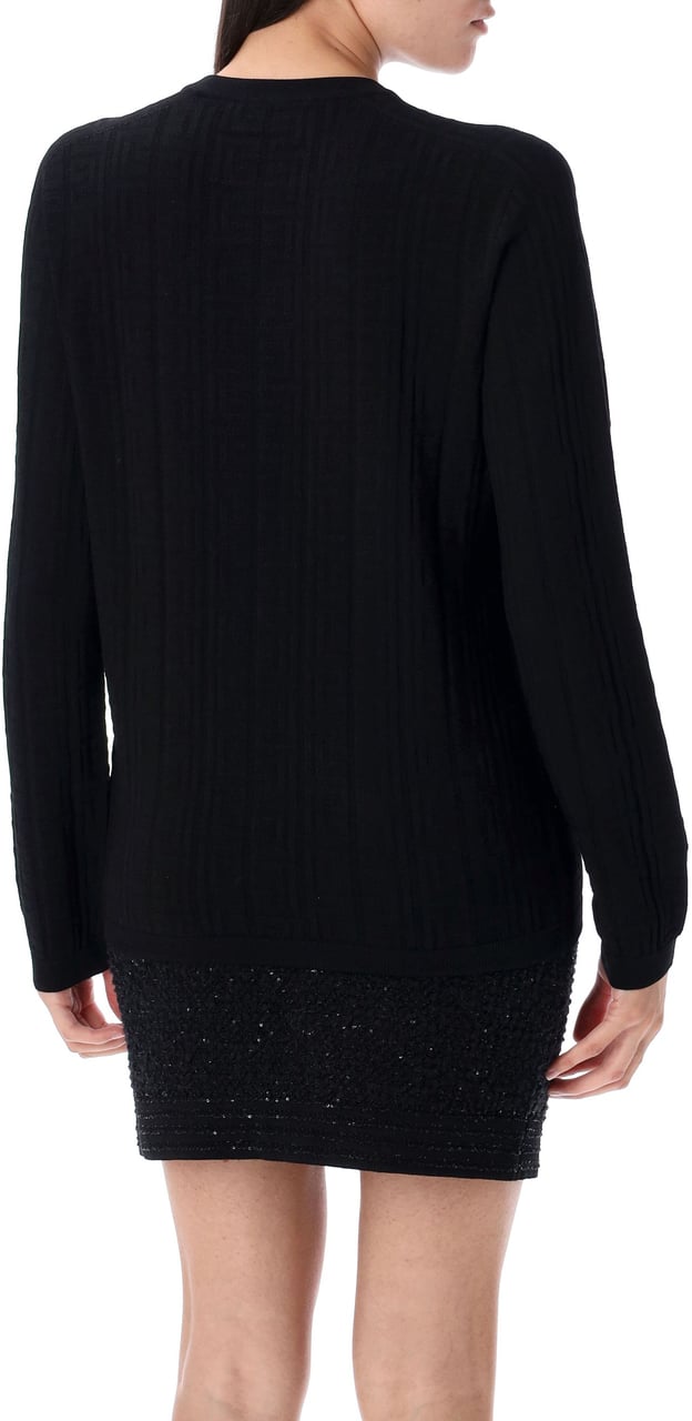 Balmain Ls 3 Btn Monogram Knit Top Nero Zwart