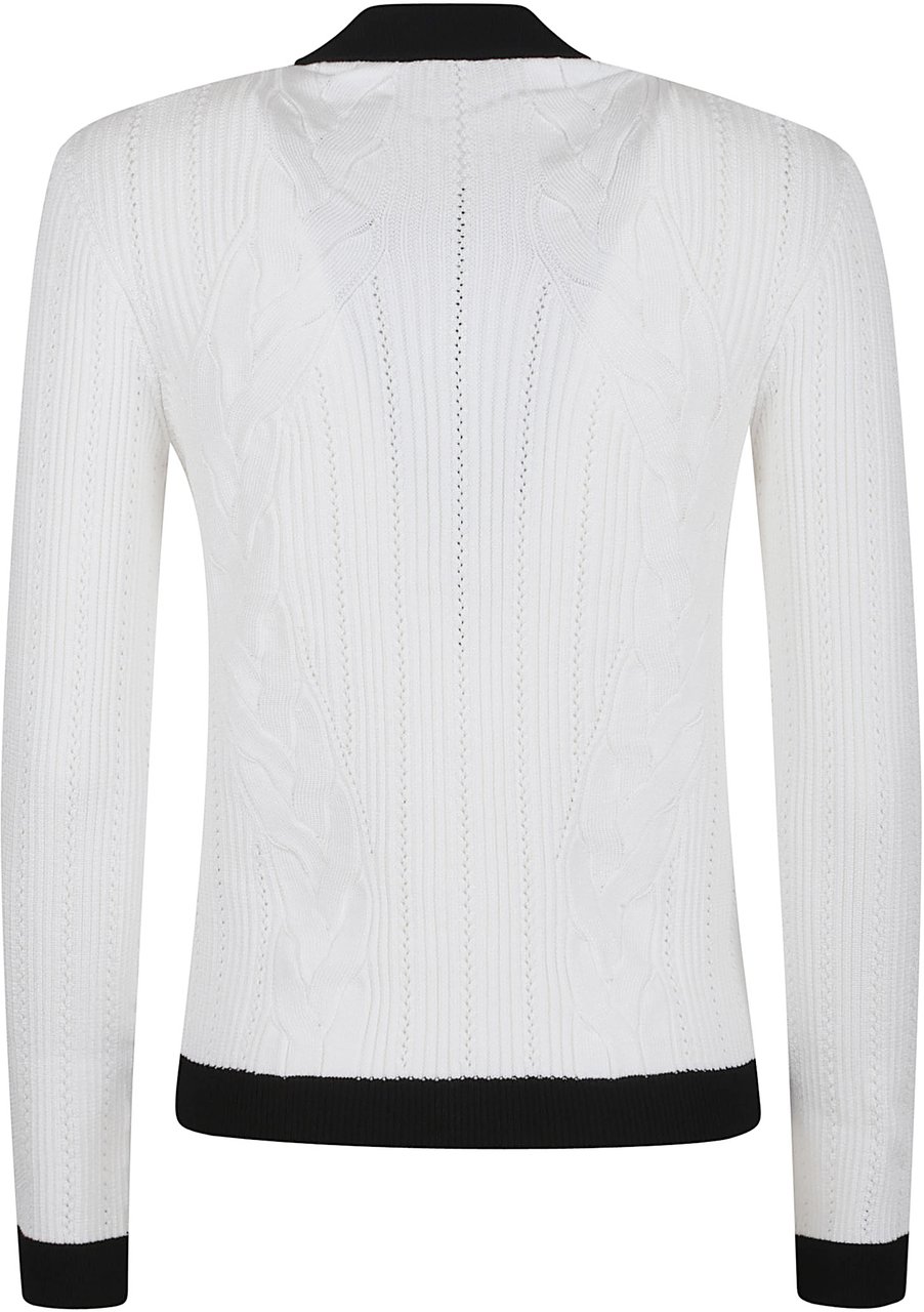 Balmain BALMAIN LS BUTTONED TORSADE KNIT CARDIGAN Wit