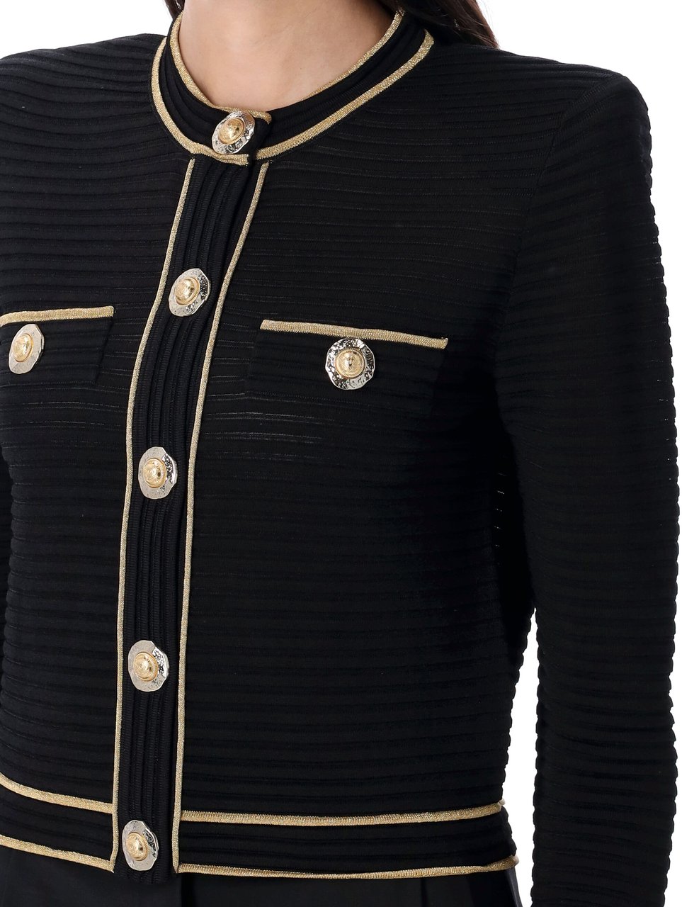 Balmain Textured knit cardigan Zwart