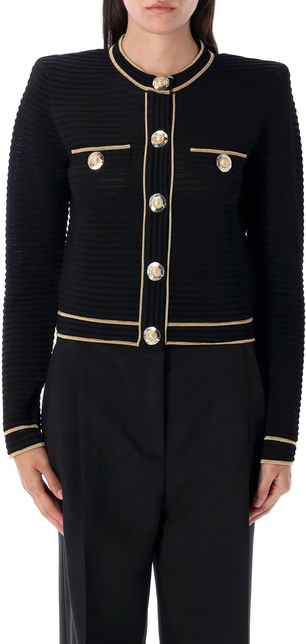 Balmain Textured knit cardigan Zwart