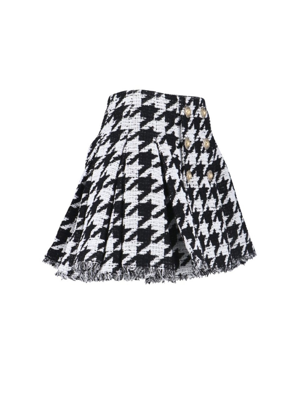 Balmain Houndstooth Mini Skirt Black Zwart
