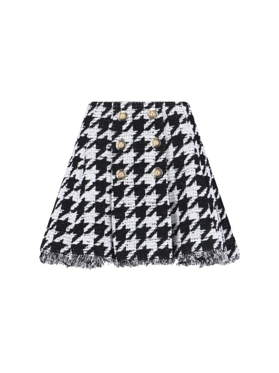 Balmain Houndstooth Mini Skirt Black Zwart