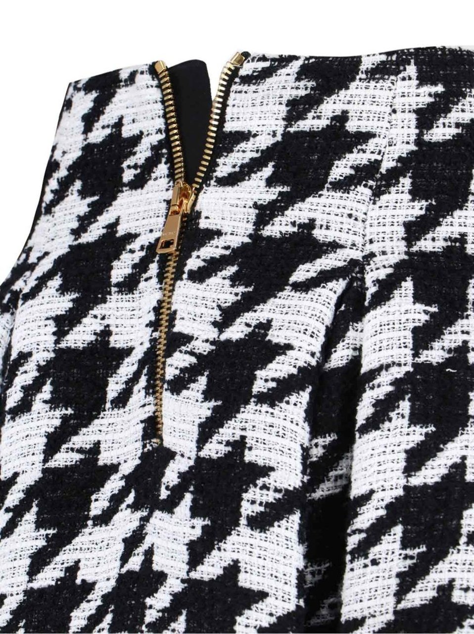 Balmain Houndstooth Mini Skirt Black Zwart