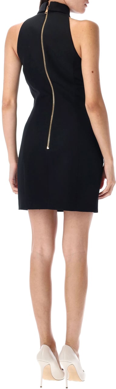 Balmain Buttoned Halter Neck Mini Dress Nero Zwart