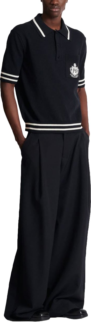 Balmain Ribbed Knit Polo Shirt Zwart