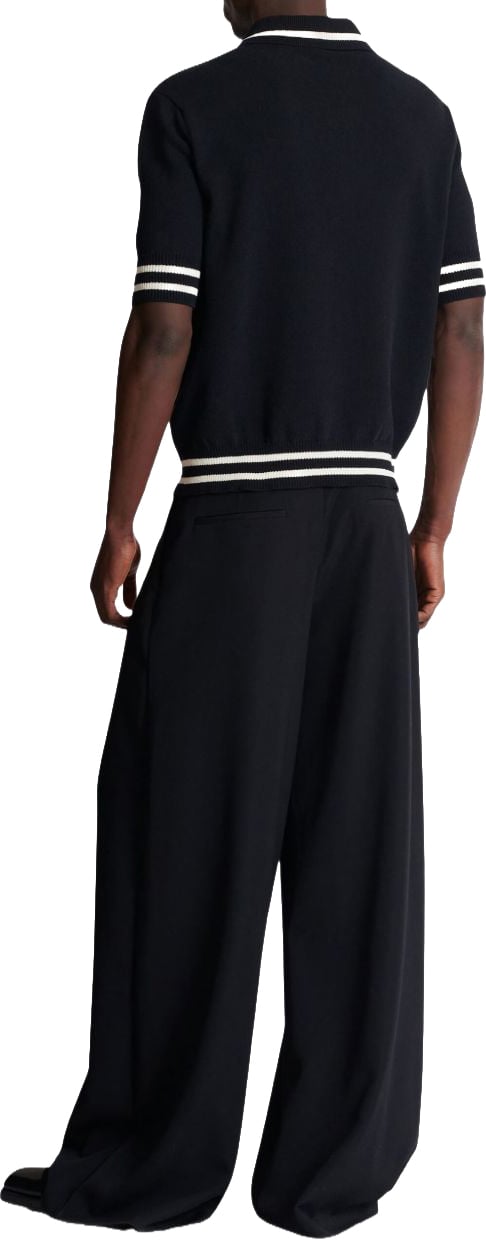 Balmain Ribbed Knit Polo Shirt Zwart