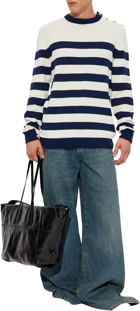 Balmain Sweaters Naturel Marine Blauw