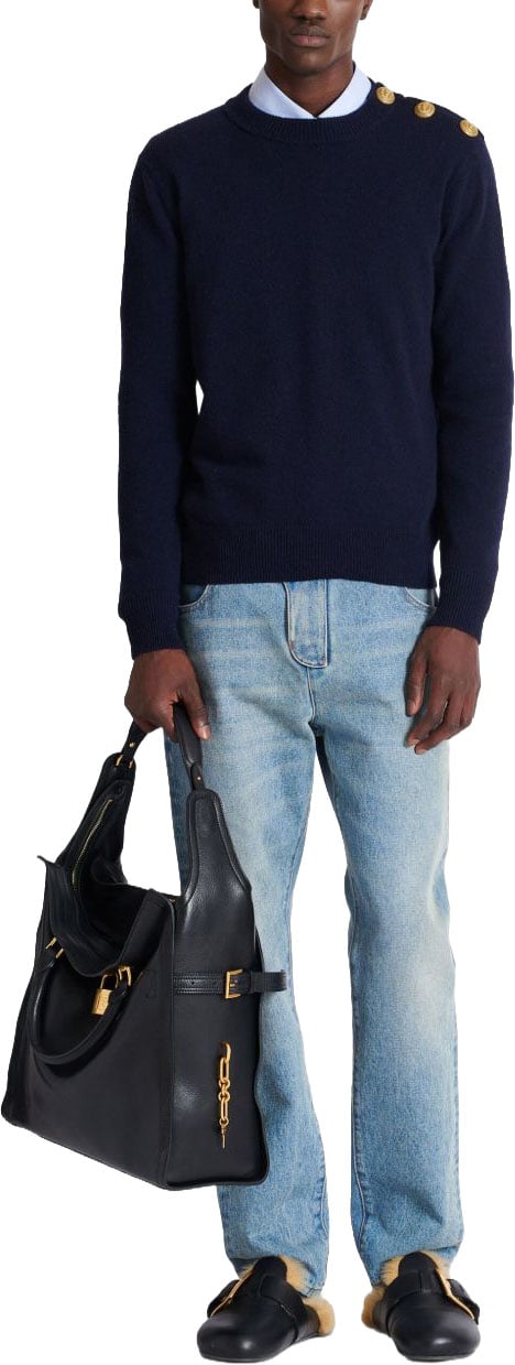 Balmain Sweaters Bleu Marine Navy