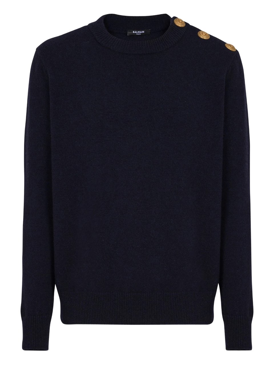 Balmain Dark Navy Classic Crew Neck Sweater Zwart