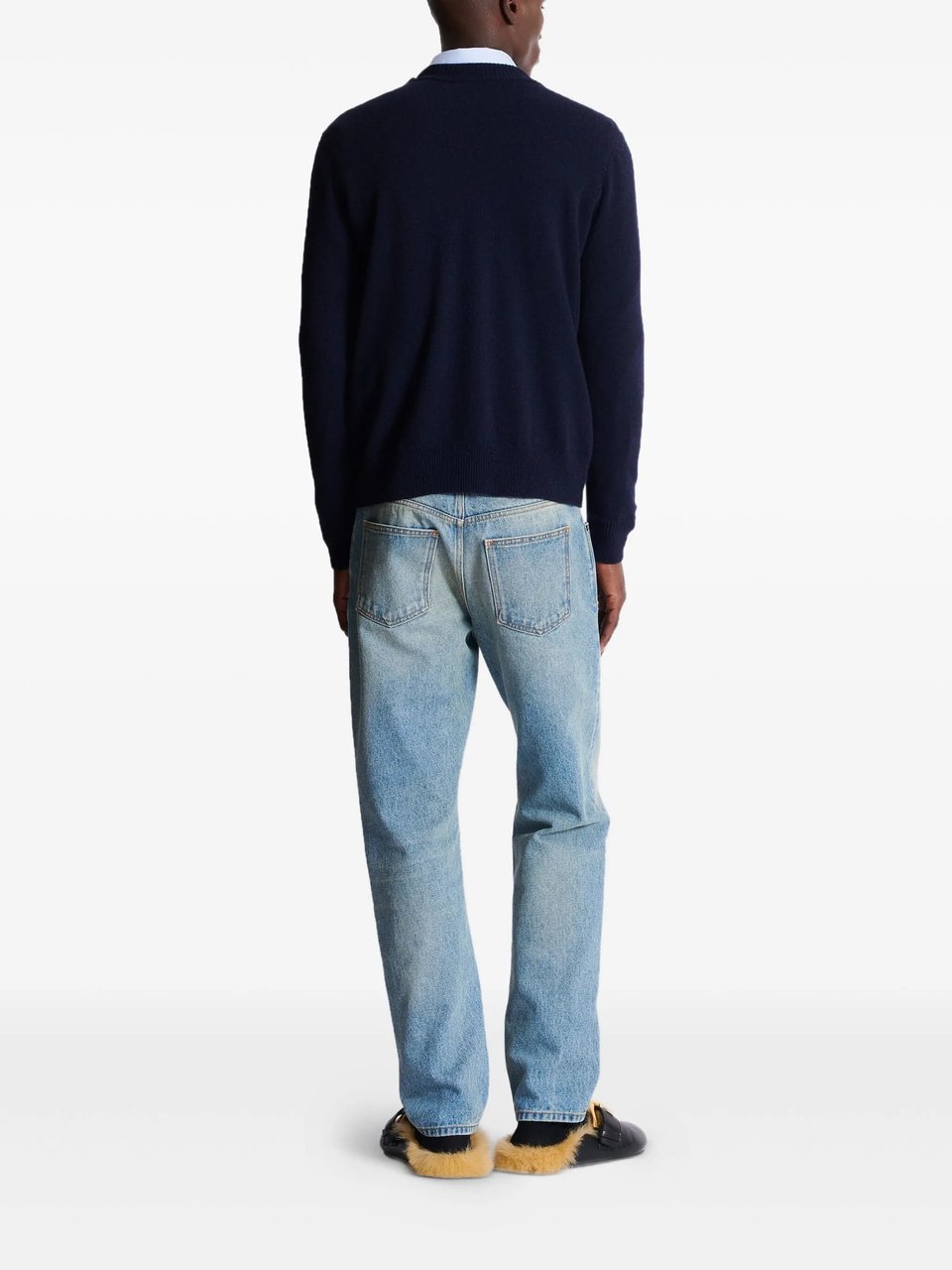 Balmain Dark Navy Classic Crew Neck Sweater Zwart
