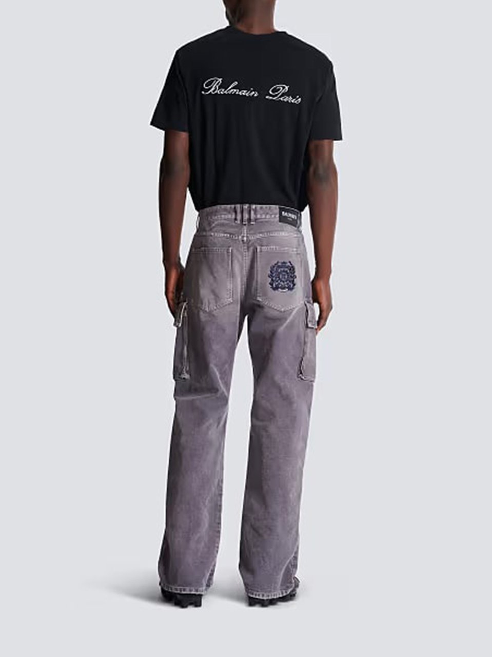 Balmain Faded Grey Large Jeans Cargo Jeans Grijs