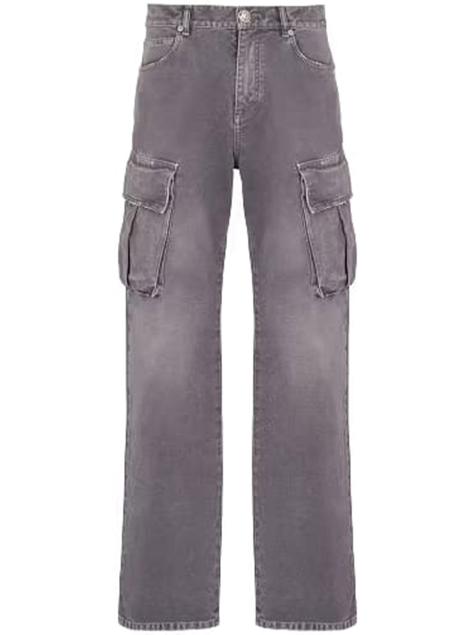 Balmain Faded Grey Large Jeans Cargo Jeans Grijs