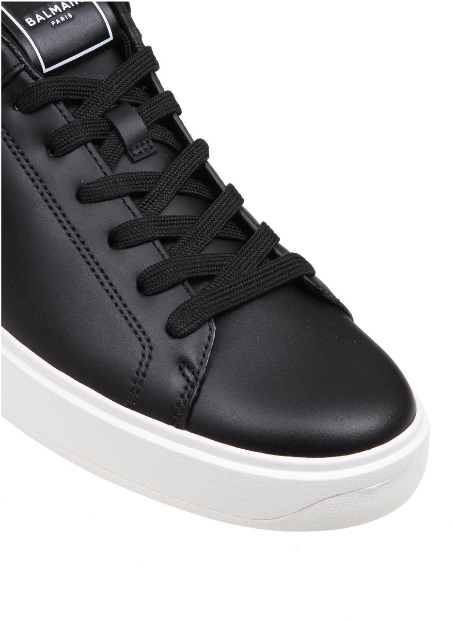 Balmain Balmain black leather b-court sneakers Zwart