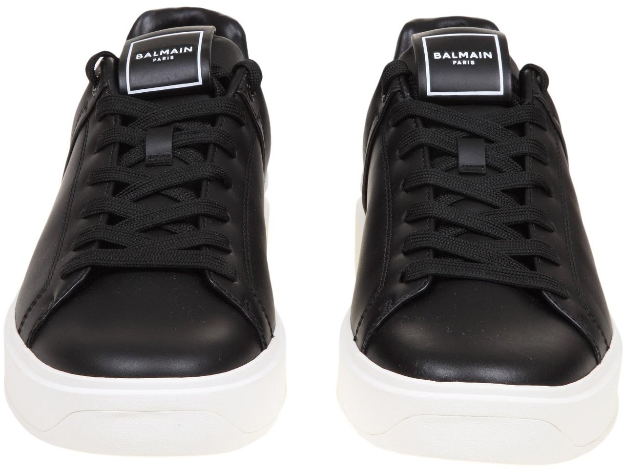 Balmain Balmain black leather b-court sneakers Zwart