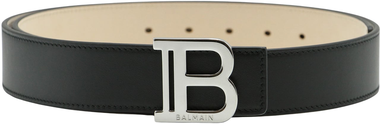 Balmain Elegant black leather belt Zwart