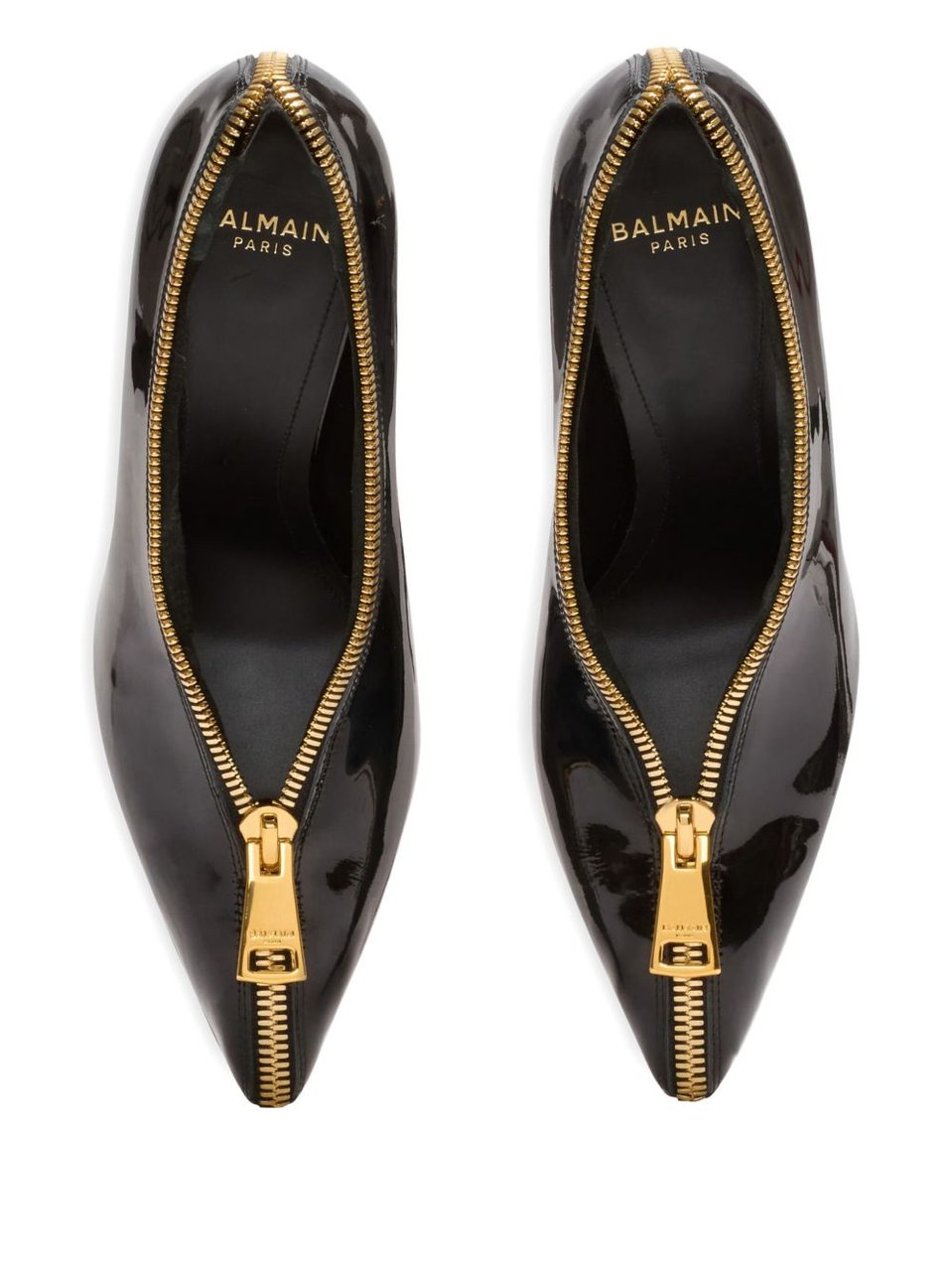 Balmain Pointed-Toe Heels with Sculptural Wedge Zwart