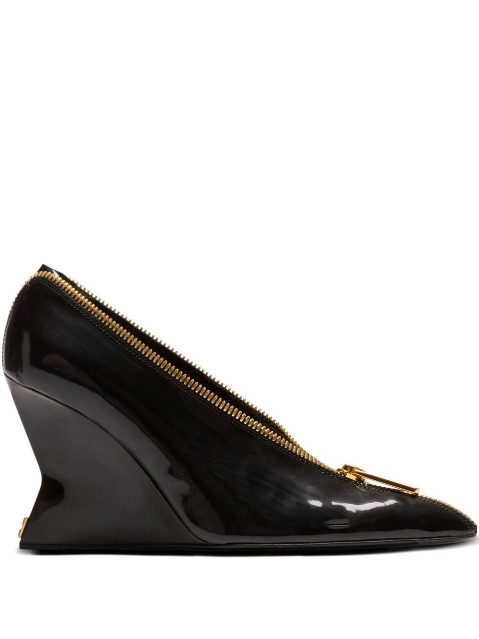 Balmain Pointed-Toe Heels with Sculptural Wedge Zwart