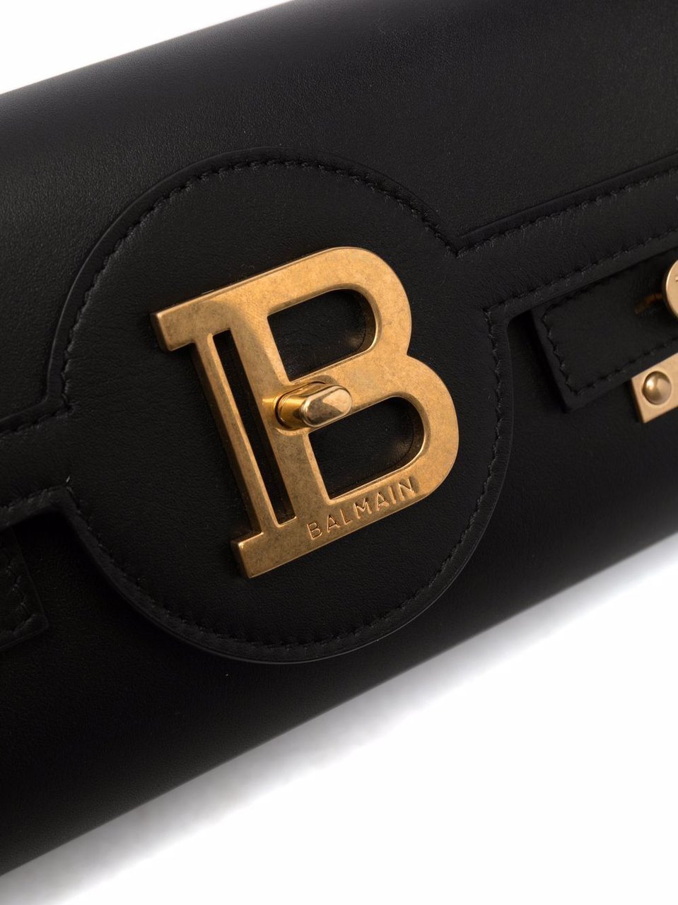 Balmain Black Leather Shoulder Bag Zwart